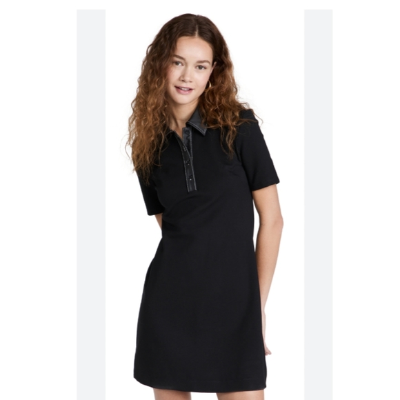 Staud Jay Faux Leather Collar Black Mini Dress - Picture 3 of 15